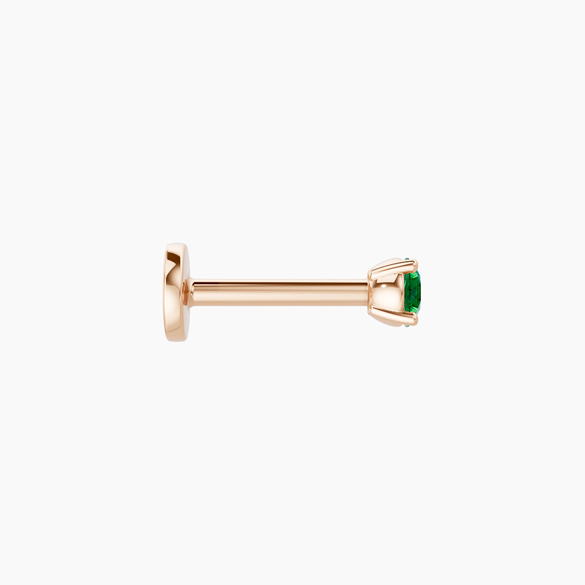 Nut | 18k Rose Gold 6.5 mm 2.5 mm Round Emerald Piercing
