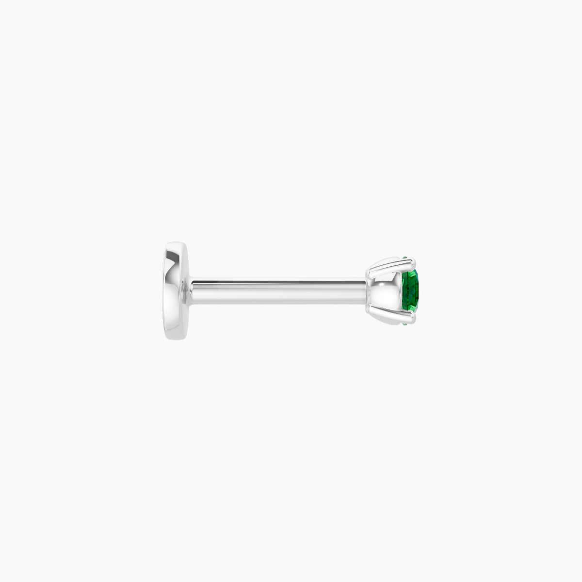 Nut | 18k White Gold 6.5 mm 2.5 mm Round Emerald Piercing