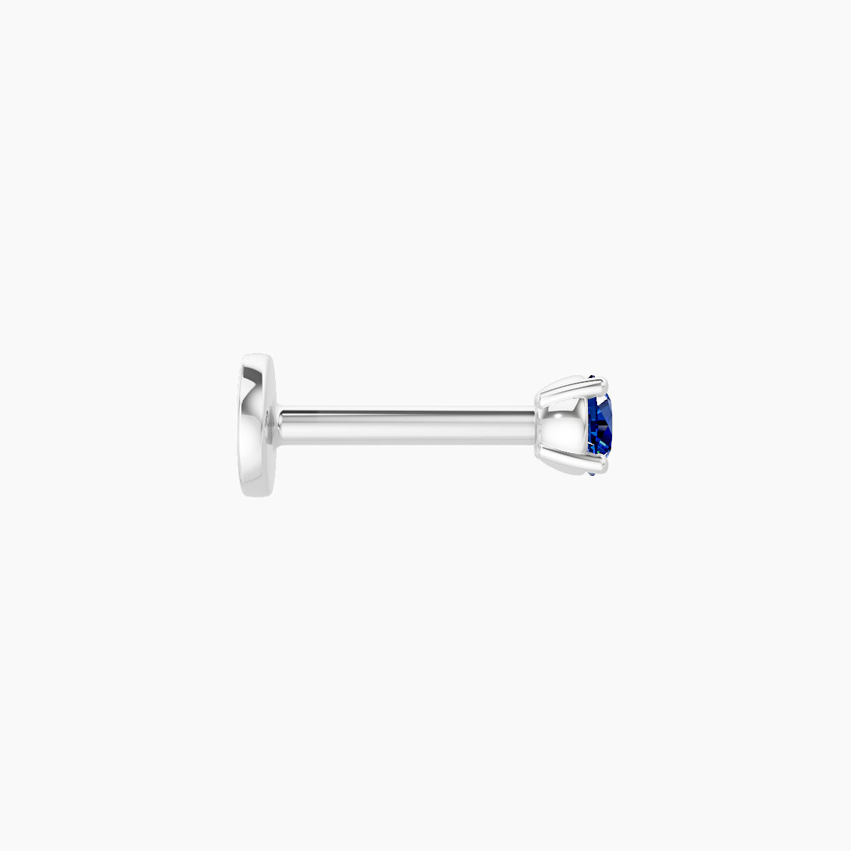 Nut | 18k White Gold 6.5 mm 2.5 mm Round Sapphire Piercing