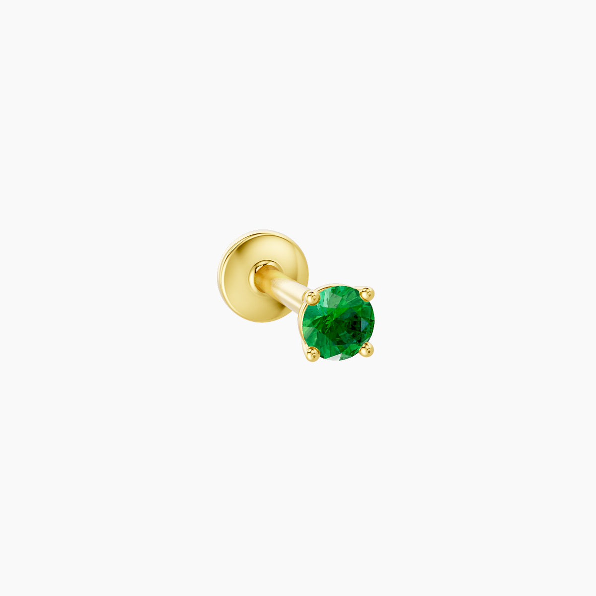 Nut | 18k Yellow Gold 6.5 mm 2.5 mm Round Emerald Piercing