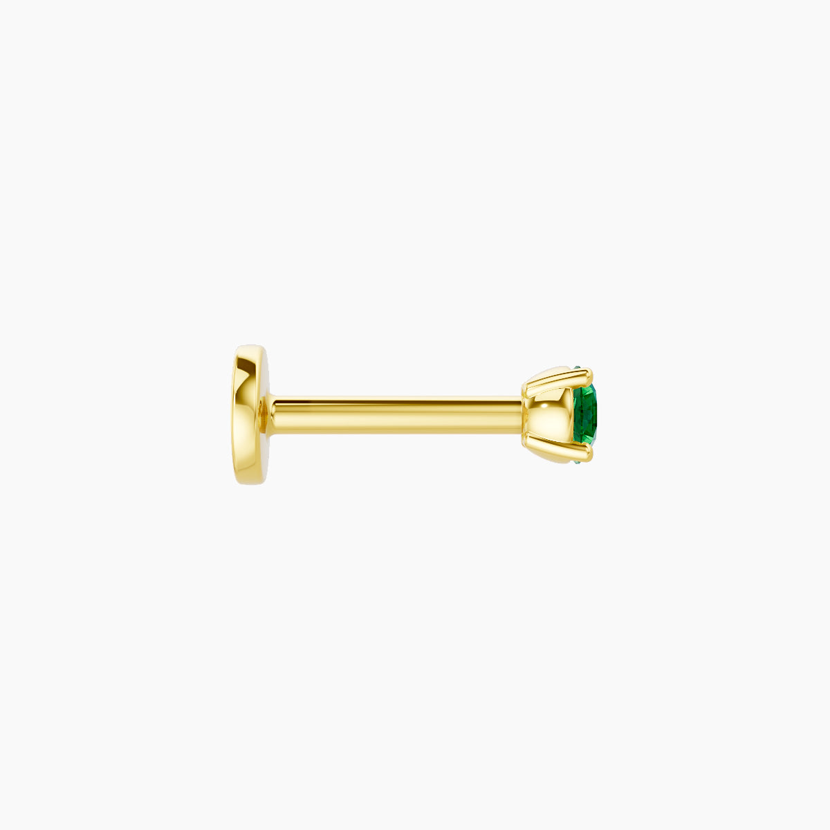 Nut | 18k Yellow Gold 6.5 mm 2.5 mm Round Emerald Piercing