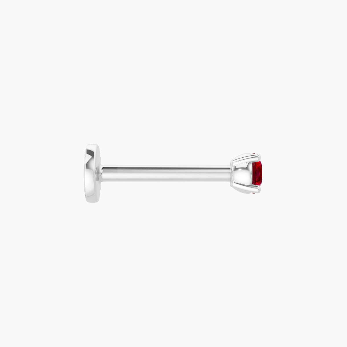 Nut | 18k White Gold 8 mm 2.5 mm Round Ruby Nose Piercing