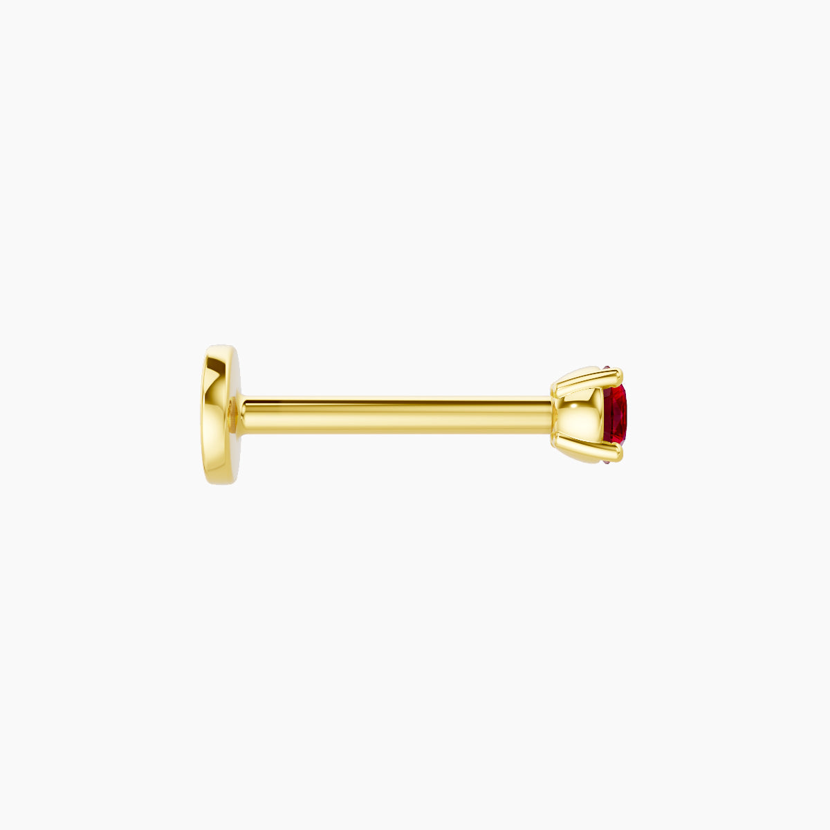 Nut | 18k Yellow Gold 8 mm 2.5 mm Round Ruby Nose Piercing