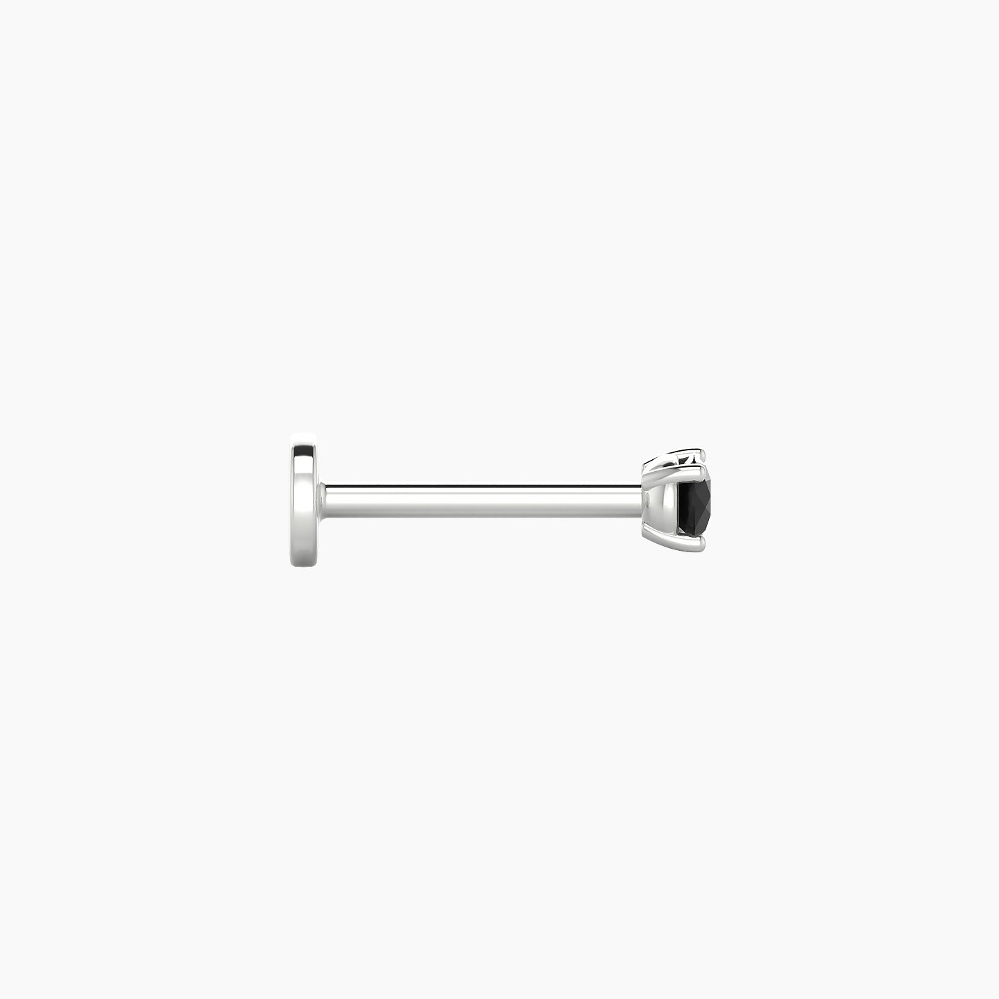 Nut | 18k White Gold 8 mm 2.5 mm Round Black Diamond Nose Piercing