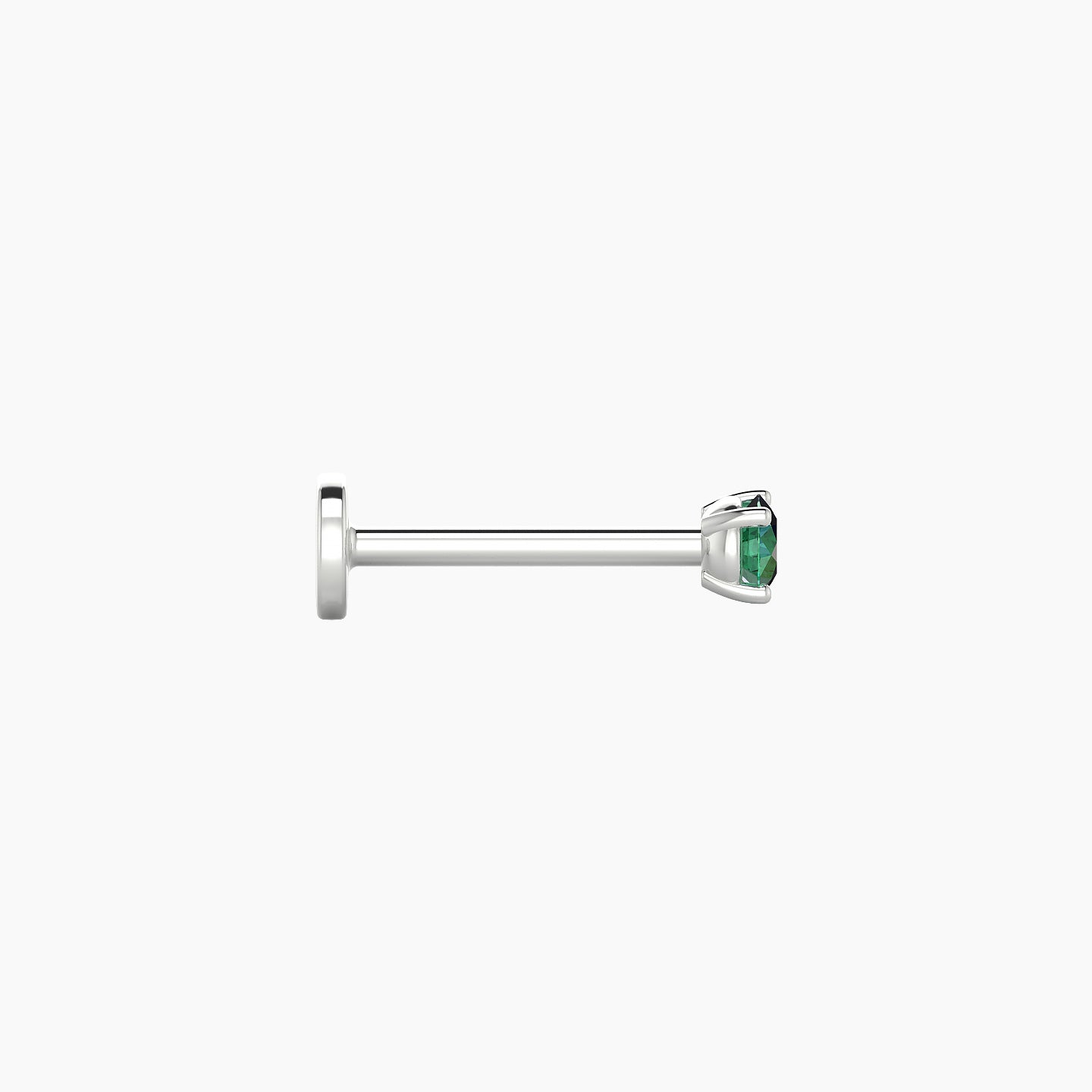 Nut | 18k White Gold 8 mm 2.5 mm Round Emerald Nose Piercing