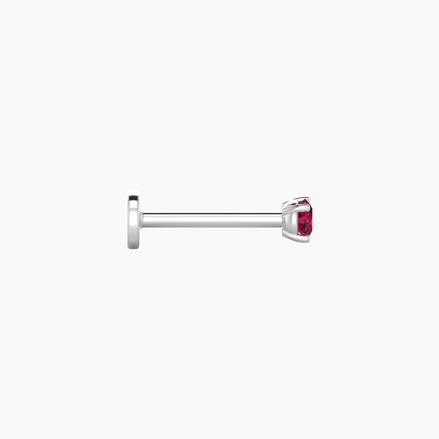 Nut | 18k White Gold 8 mm 2.5 mm Round Ruby Nose Piercing
