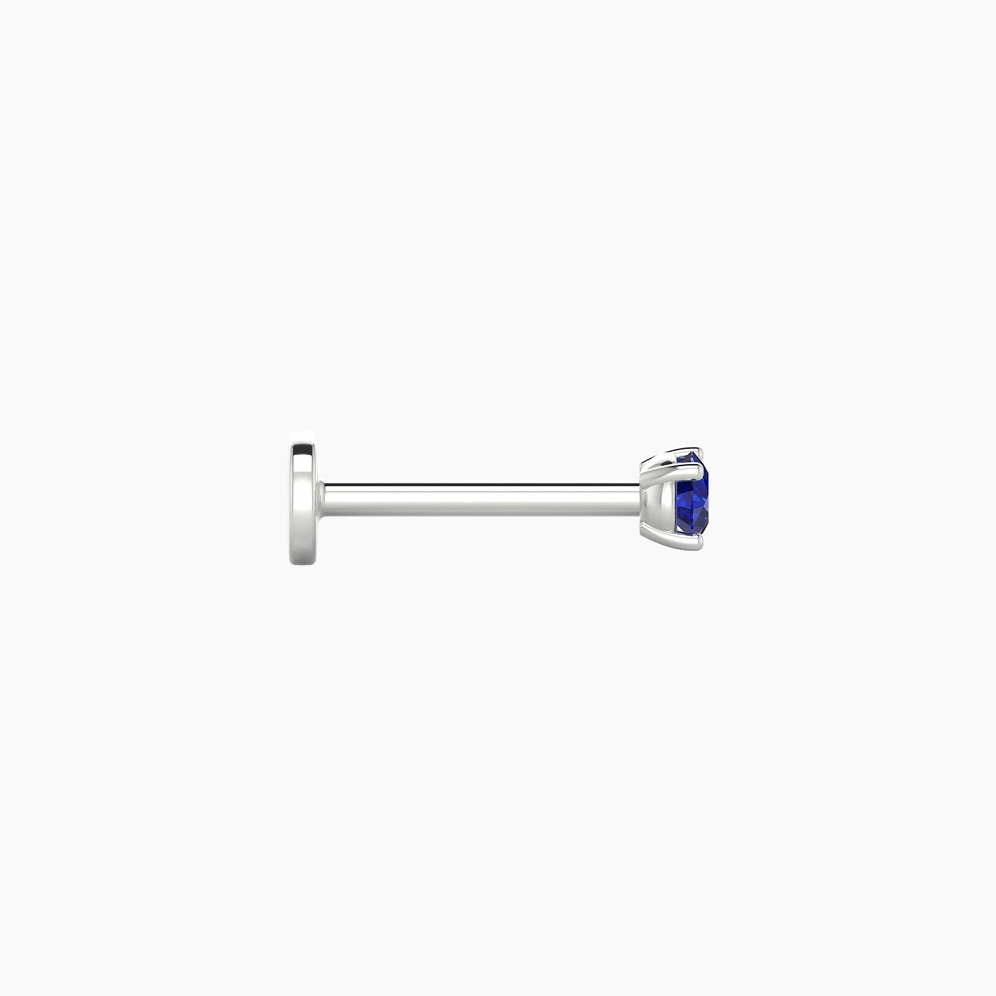 Nut | 18k White Gold 8 mm 2.5 mm Round Sapphire Nose Piercing