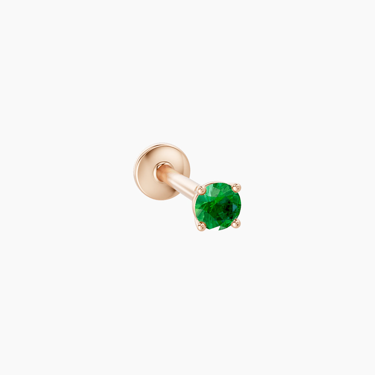 Nut | 18k Rose Gold 8 mm 2.5 mm Round Emerald Piercing