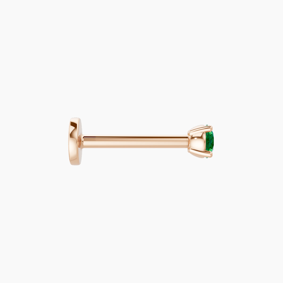 Nut | 18k Rose Gold 8 mm 2.5 mm Round Emerald Piercing