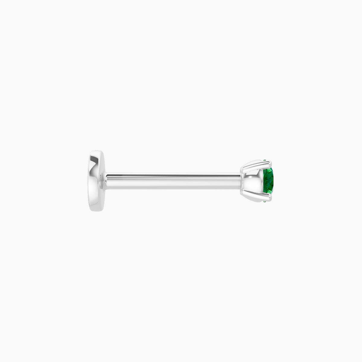 Nut | 18k White Gold 8 mm 2.5 mm Round Emerald Piercing