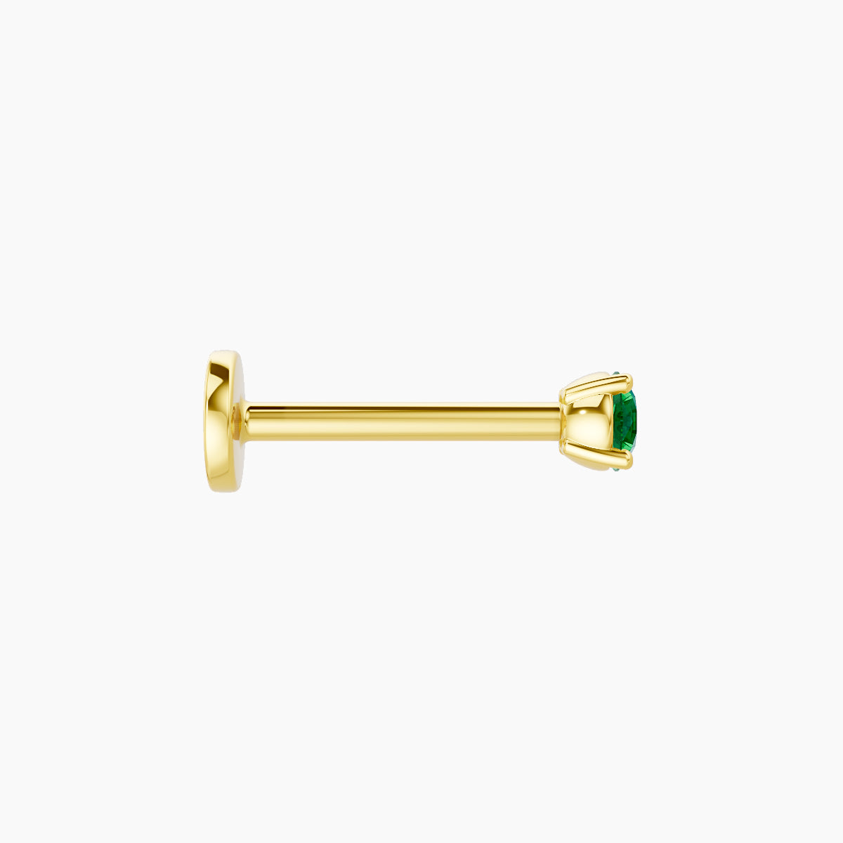 Nut | 18k Yellow Gold 8 mm 2.5 mm Round Emerald Piercing