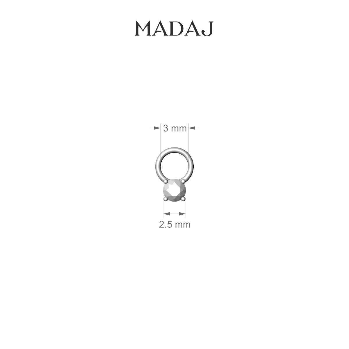 Nut | 18k White Gold 2.5 mm Round Diamond Charm