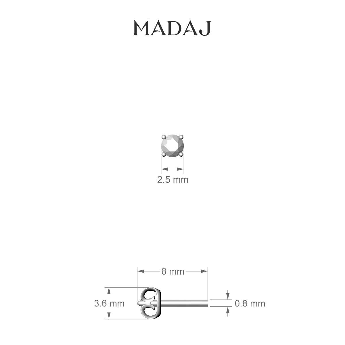 Nut | 18k White Gold 2.5 mm Round Diamond Earring