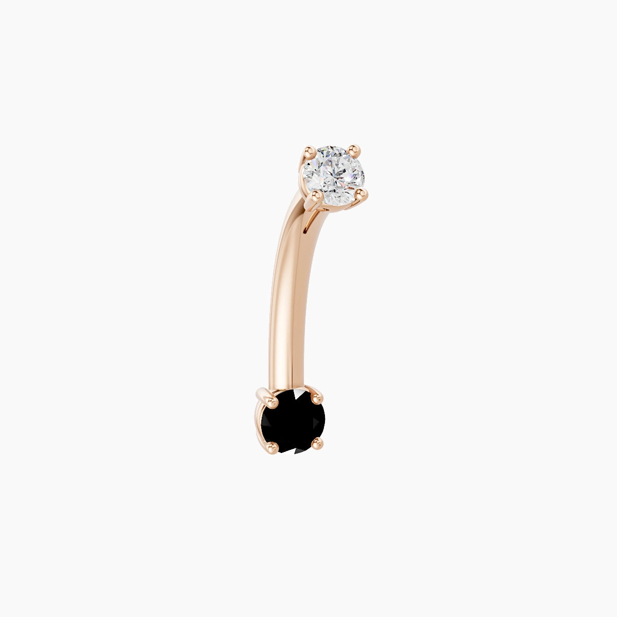 Nut | 18k Rose Gold 3 mm 10 mm Round Black Diamond & Diamond Belly Piercing