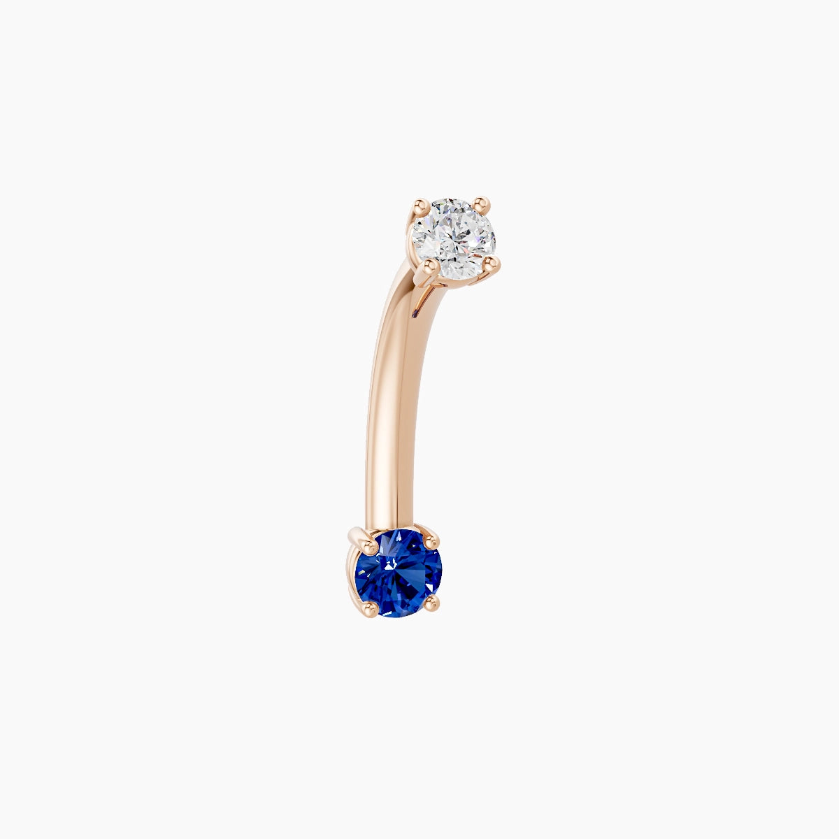 Nut | 18k Rose Gold 3 mm 10 mm Round Sapphire & Diamond Belly Piercing