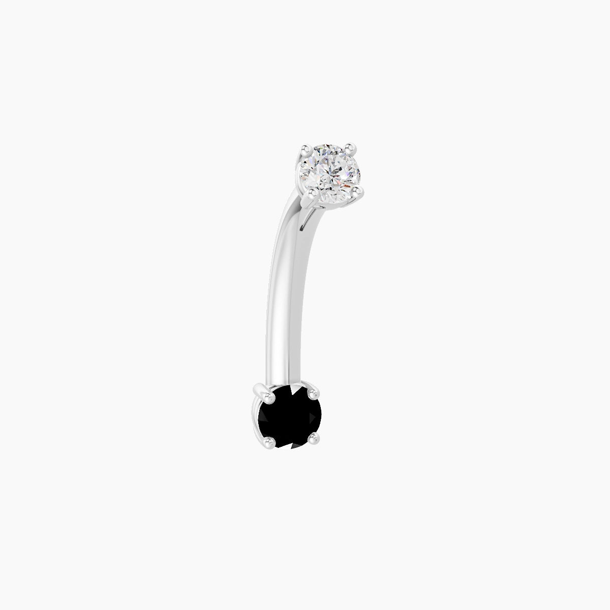 Nut | 18k White Gold 3 mm 10 mm Round Black Diamond & Diamond Belly Piercing