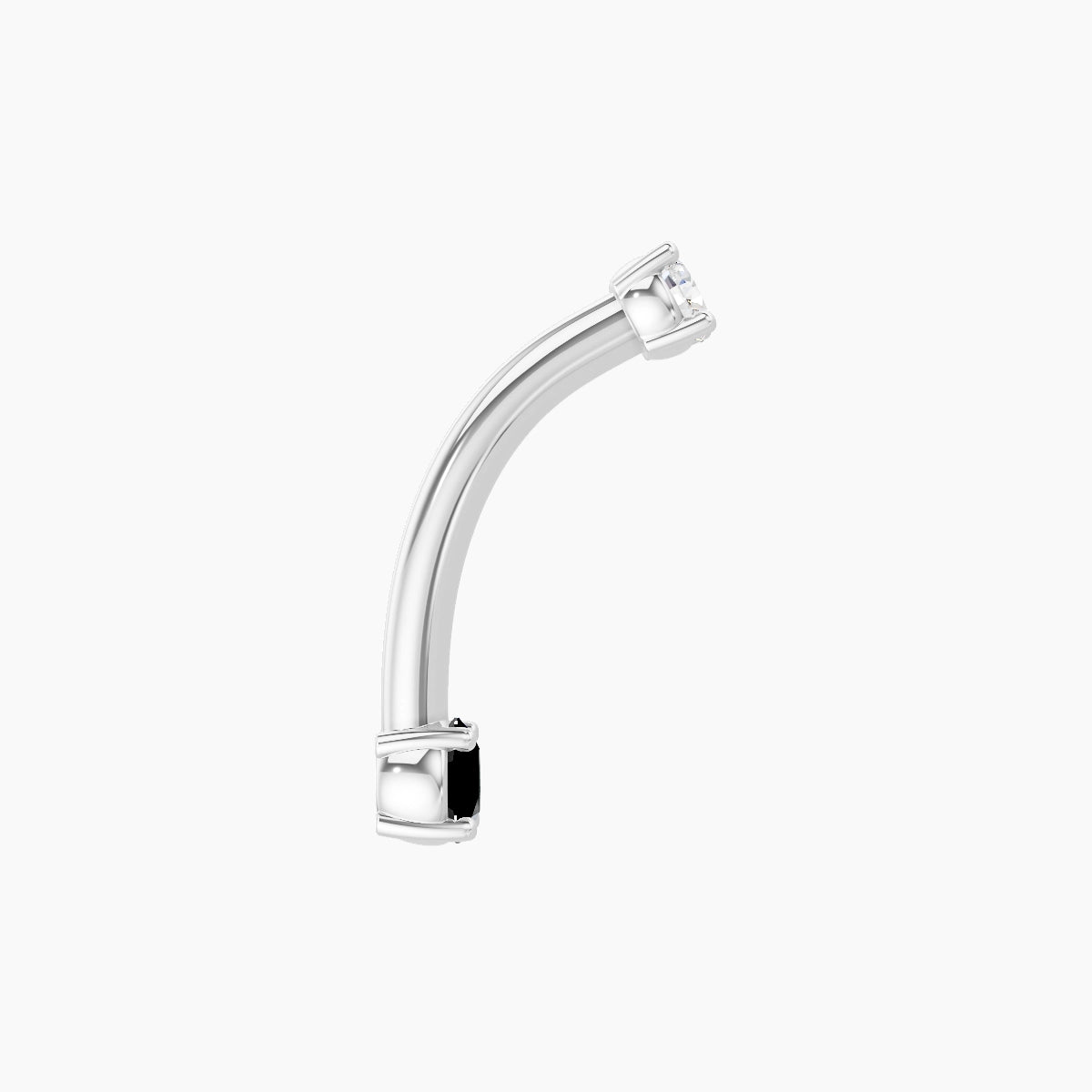 Nut | 18k White Gold 3 mm 10 mm Round Black Diamond & Diamond Belly Piercing