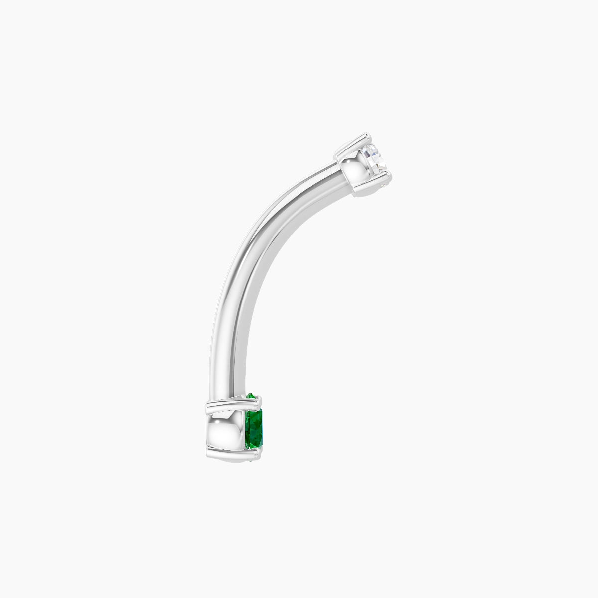Nut | 18k White Gold 3 mm 10 mm Round Emerald & Diamond Belly Piercing