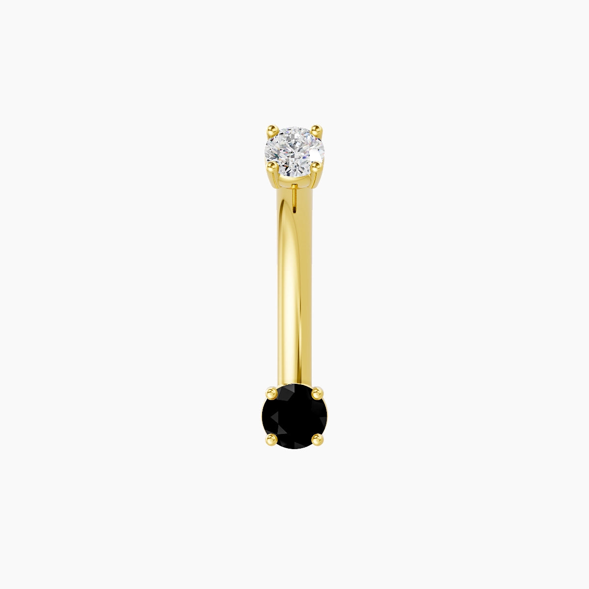 Nut | 18k Yellow Gold 3 mm 10 mm Round Black Diamond & Diamond Belly Piercing