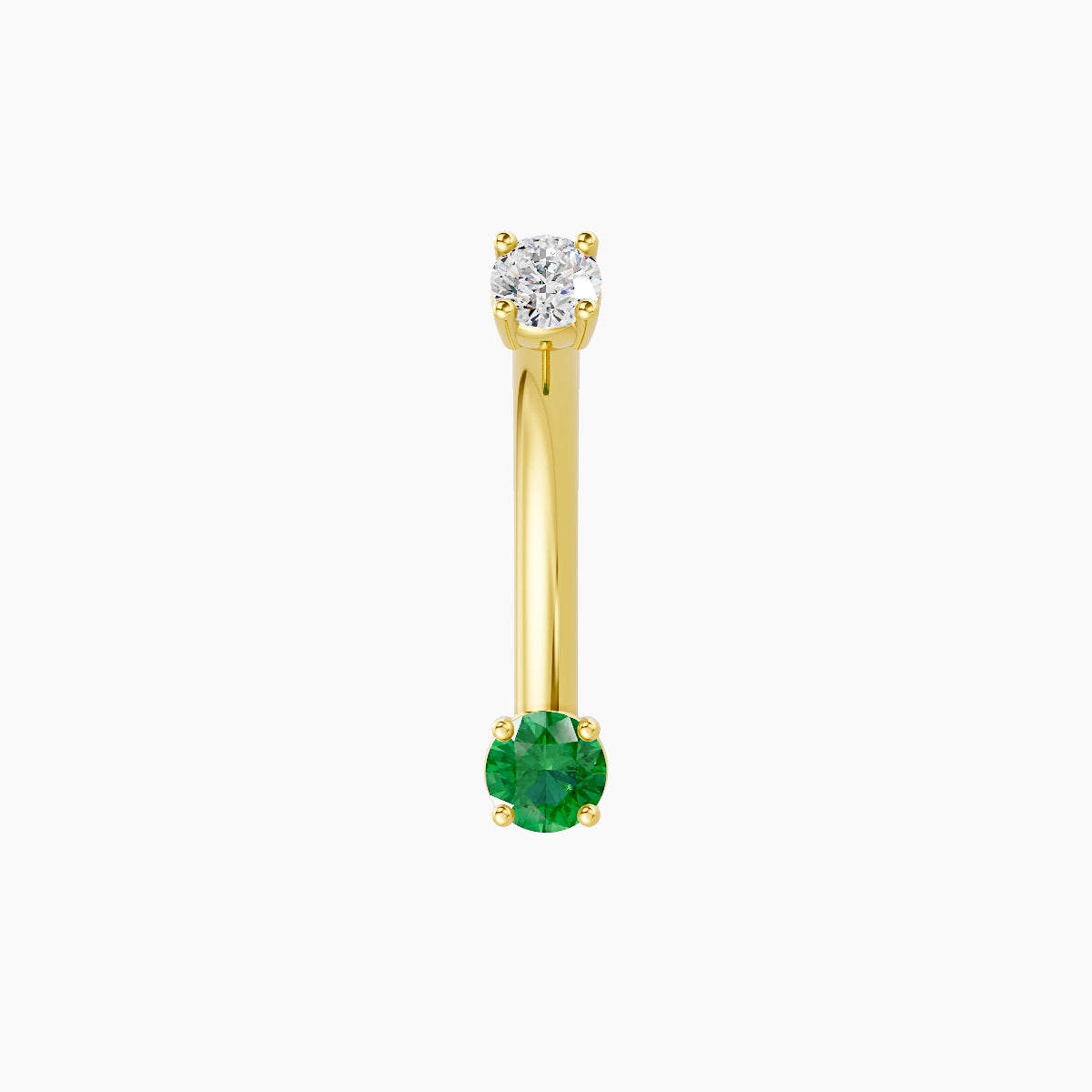 Nut | 18k Yellow Gold 3 mm 10 mm Round Emerald & Diamond Belly Piercing