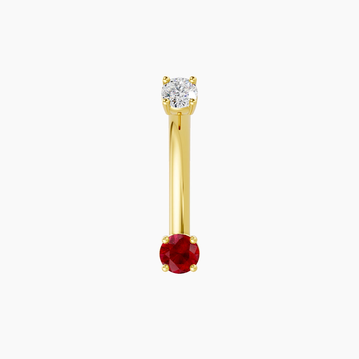 Nut | 18k Yellow Gold 3 mm 10 mm Round Ruby & Diamond Belly Piercing