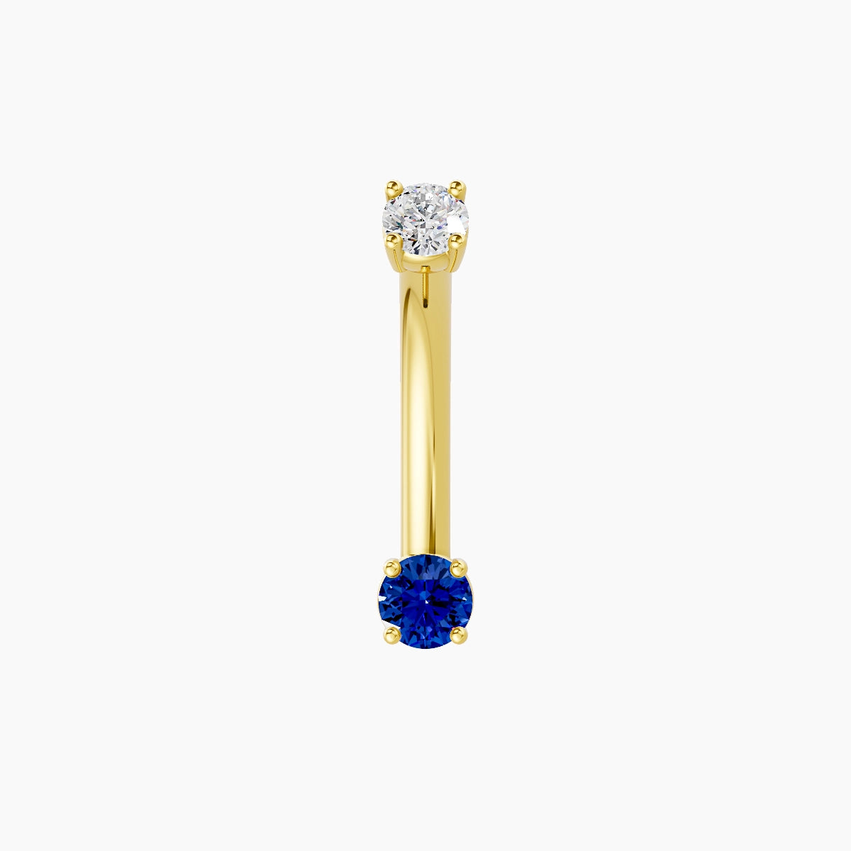 Nut | 18k Yellow Gold 3 mm 10 mm Round Sapphire & Diamond Belly Piercing