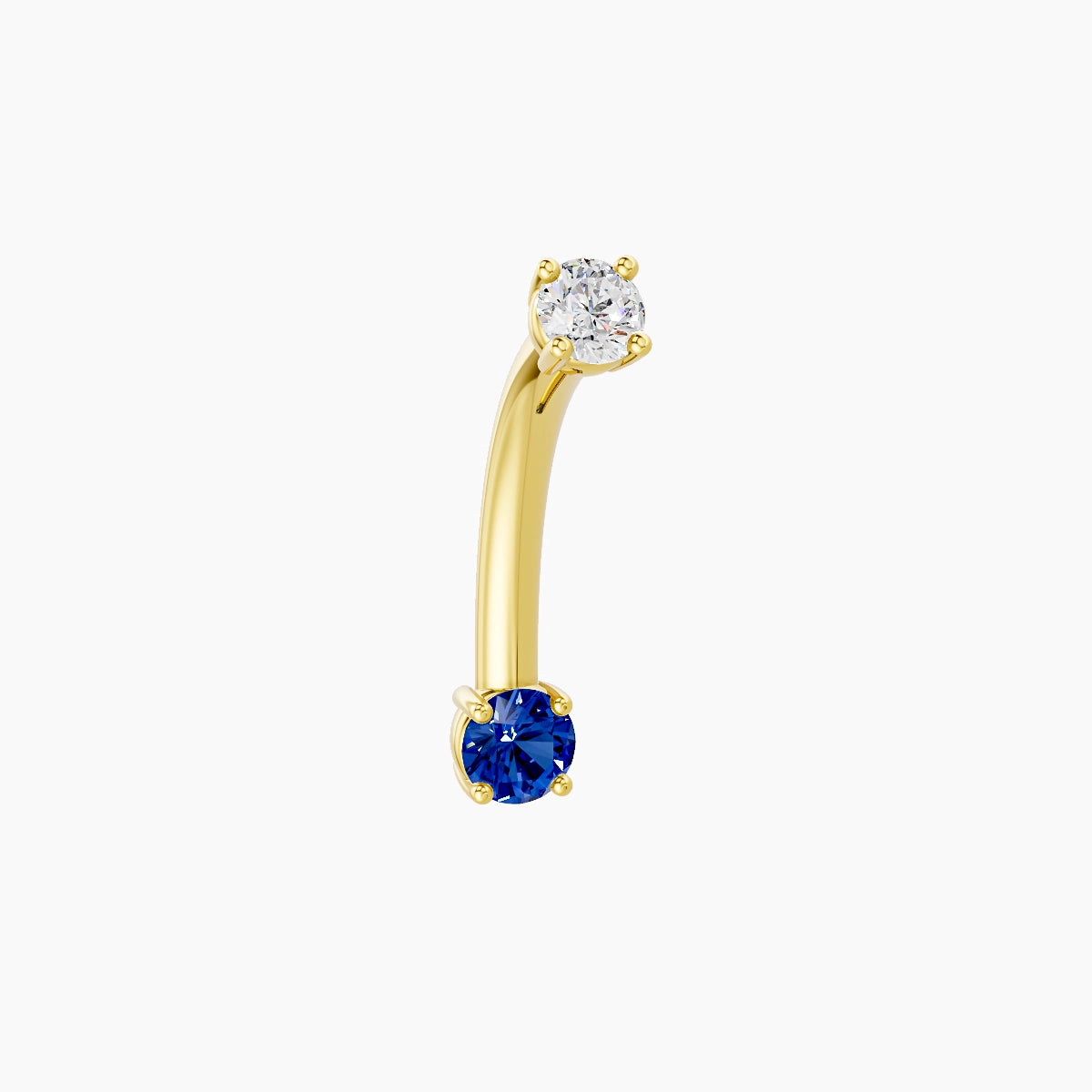 Nut | 18k Yellow Gold 3 mm 10 mm Round Sapphire & Diamond Belly Piercing