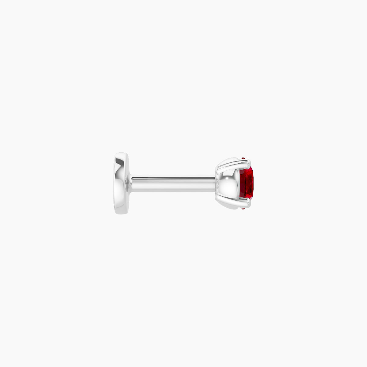 Nut | 18k White Gold 5 mm 3 mm Round Ruby Nose Piercing