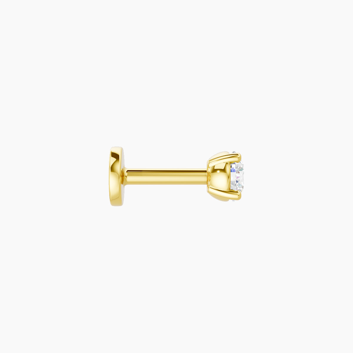 Nut | 18k Yellow Gold 3 mm 5 mm Round Diamond Nose Piercing