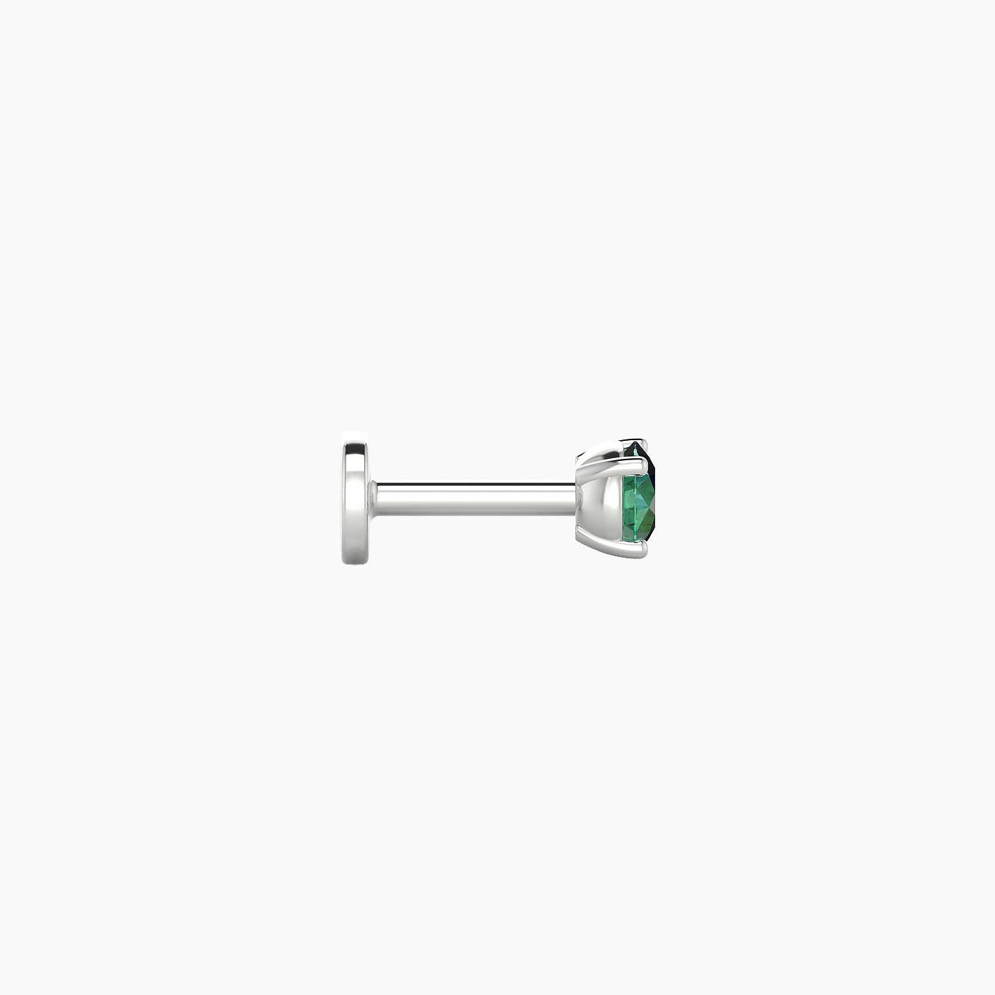Nut | 18k White Gold 5 mm 3 mm Round Emerald Nose Piercing