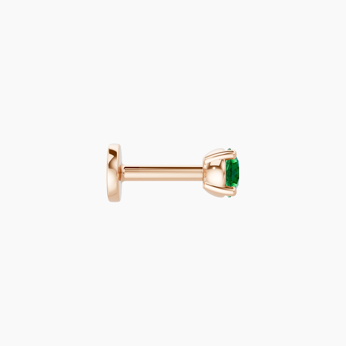 Nut | 18k Rose Gold 5 mm 3 mm Round Emerald Piercing