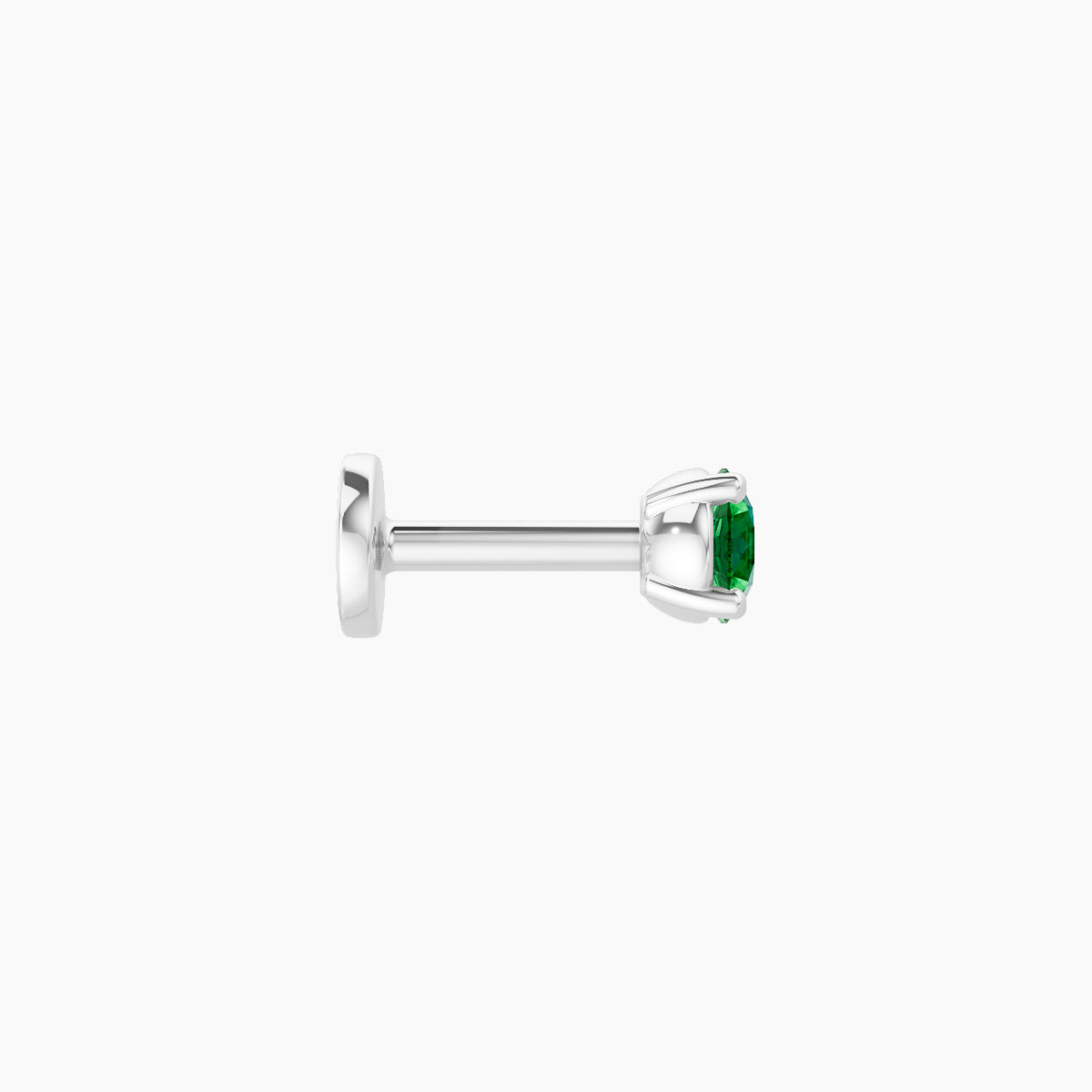 Nut | 18k White Gold 5 mm 3 mm Round Emerald Piercing