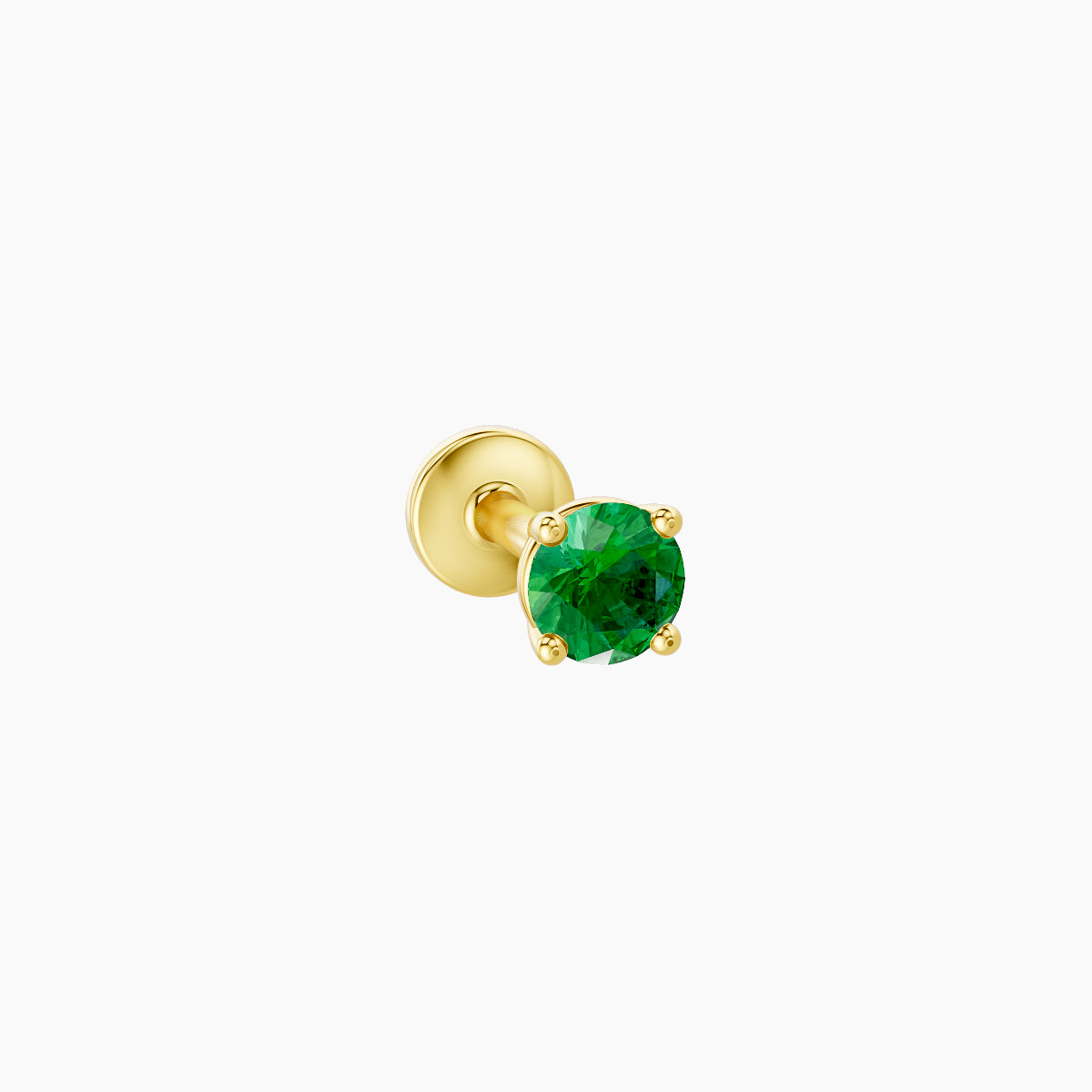 Nut | 18k Yellow Gold 5 mm 3 mm Round Emerald Piercing