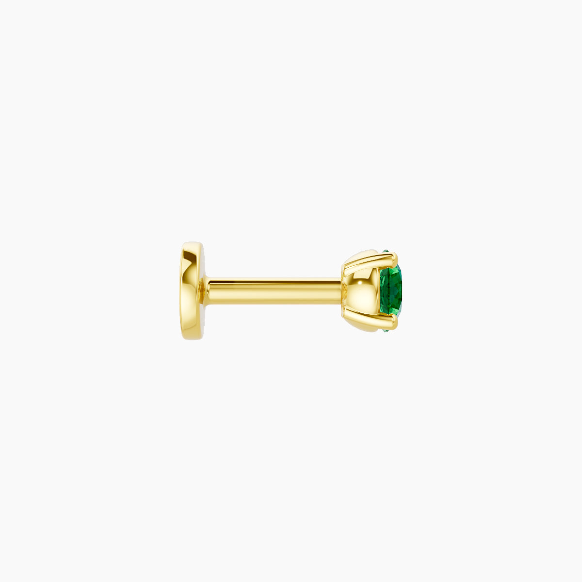 Nut | 18k Yellow Gold 5 mm 3 mm Round Emerald Piercing