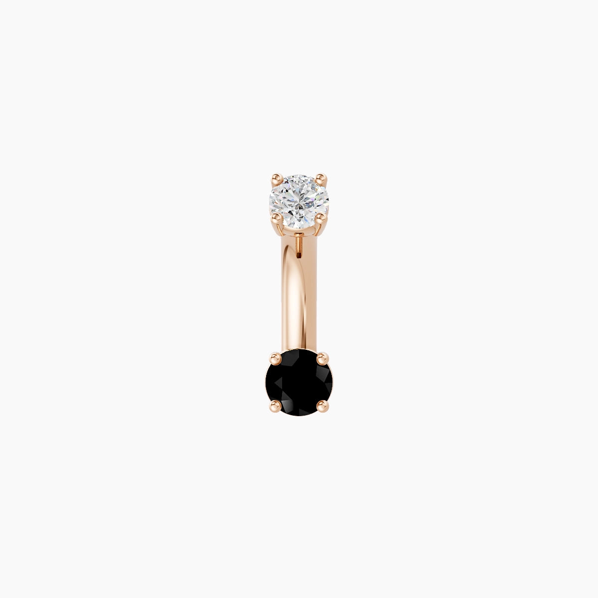 Nut | 18k Rose Gold 3 mm 6 mm Round Black Diamond & Diamond Belly Piercing