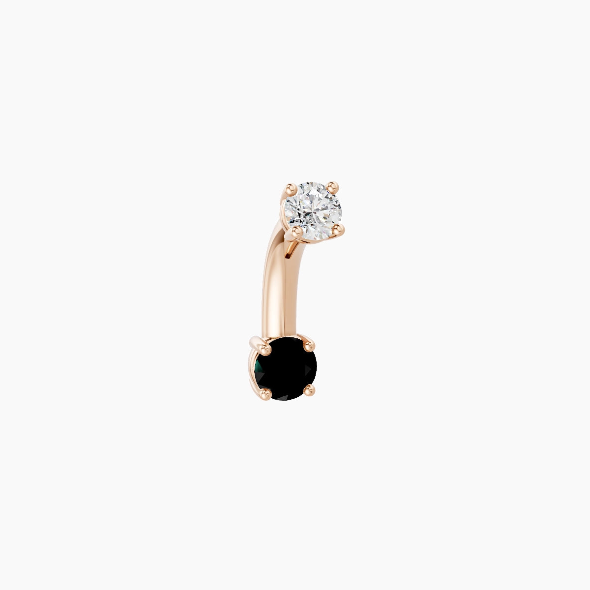 Nut | 18k Rose Gold 3 mm 6 mm Round Black Diamond & Diamond Belly Piercing