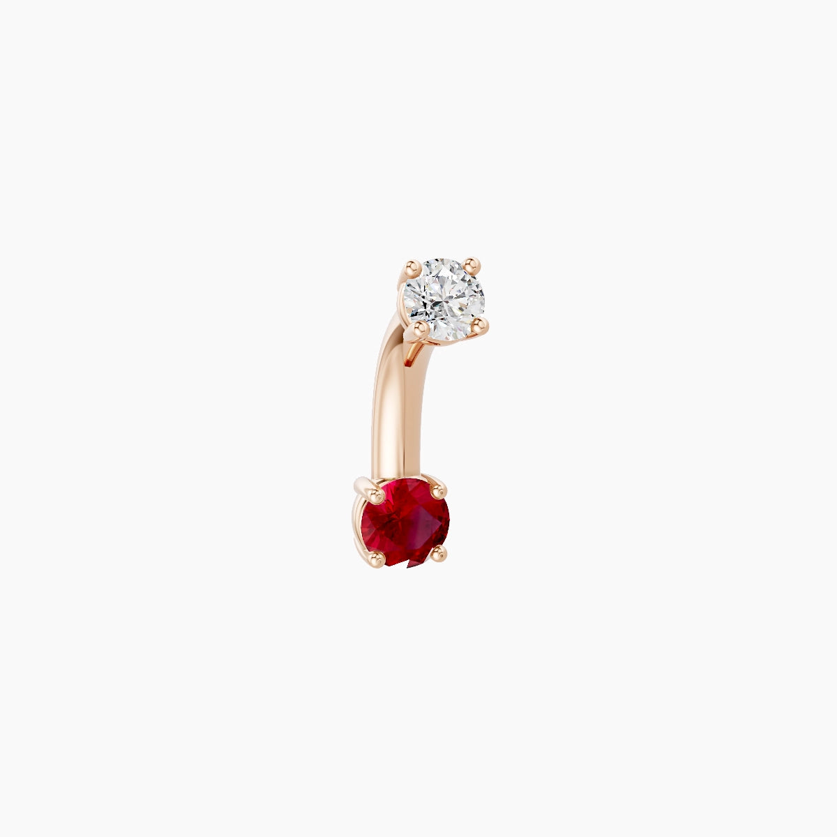 Nut | 18k Rose Gold 3 mm 6 mm Round Ruby & Diamond Belly Piercing
