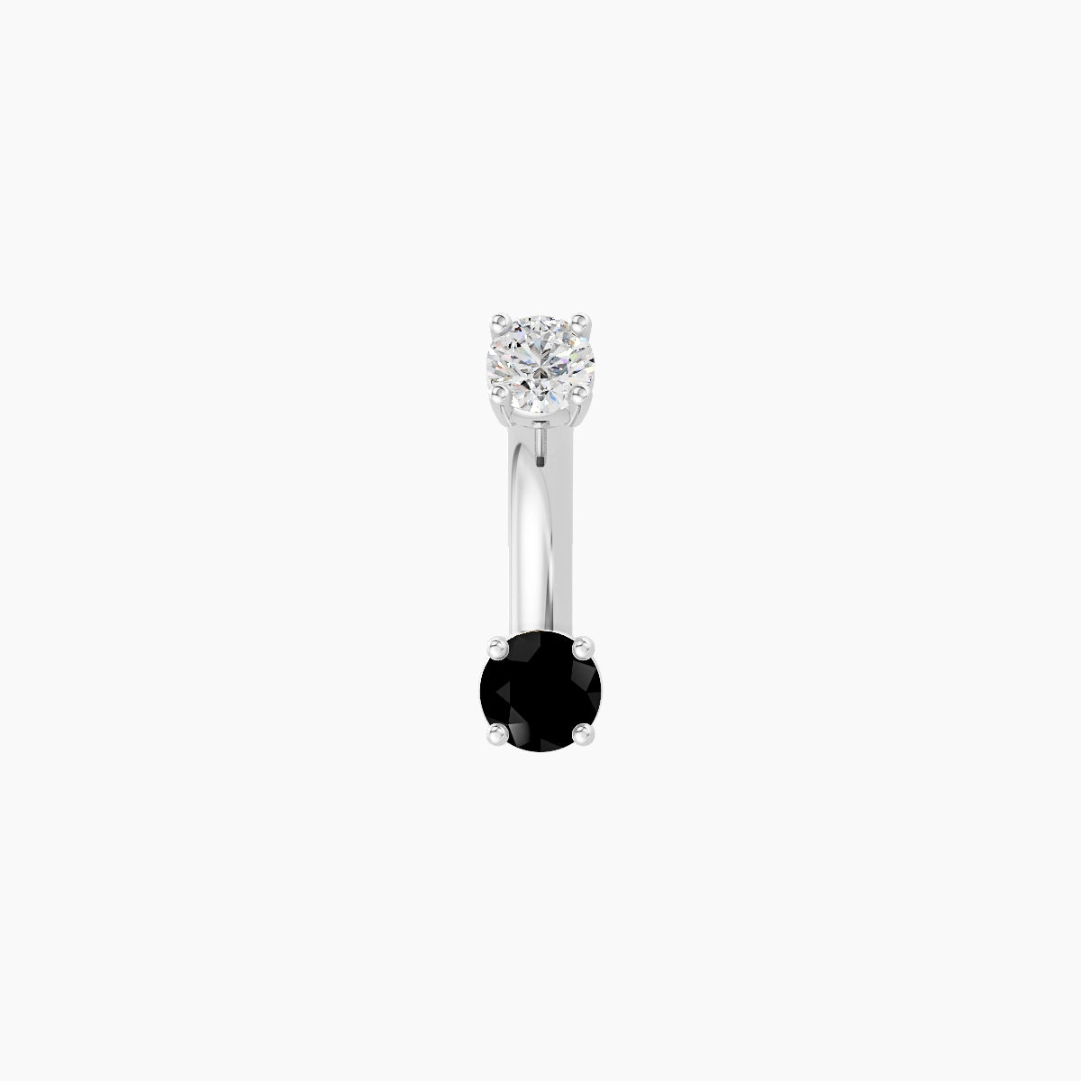 Nut | 18k White Gold 3 mm 6 mm Round Black Diamond & Diamond Belly Piercing