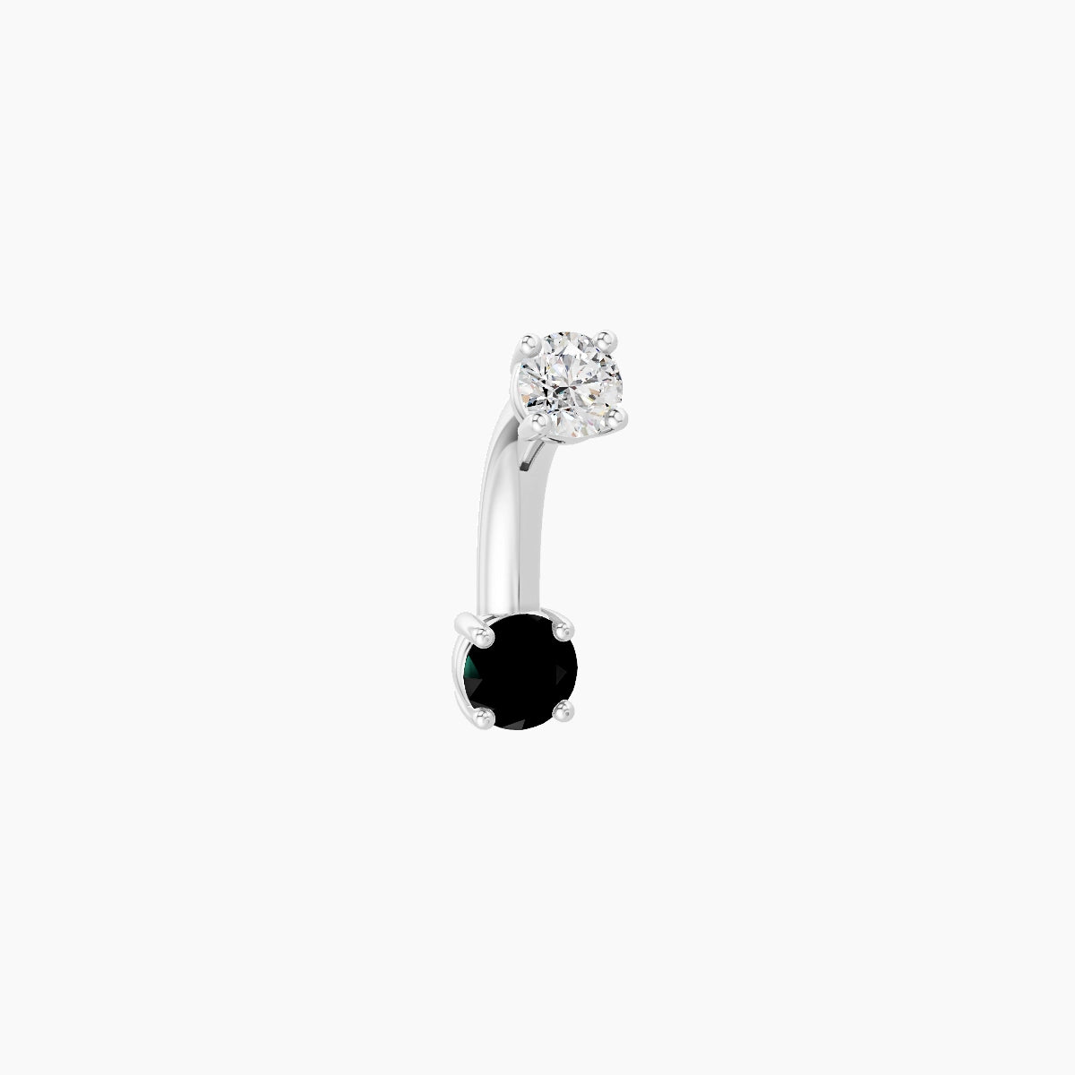 Nut | 18k White Gold 3 mm 6 mm Round Black Diamond & Diamond Belly Piercing