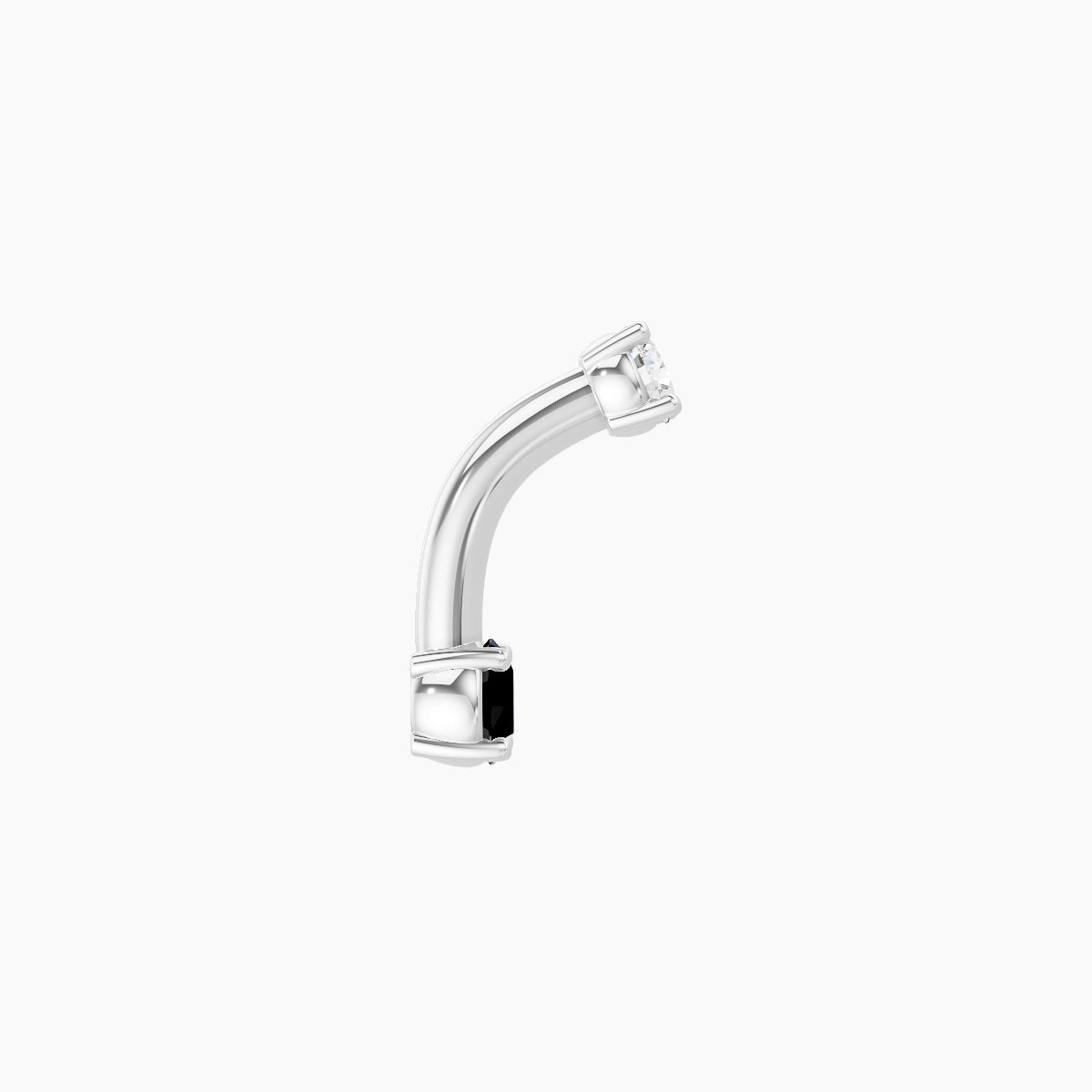 Nut | 18k White Gold 3 mm 6 mm Round Black Diamond & Diamond Belly Piercing