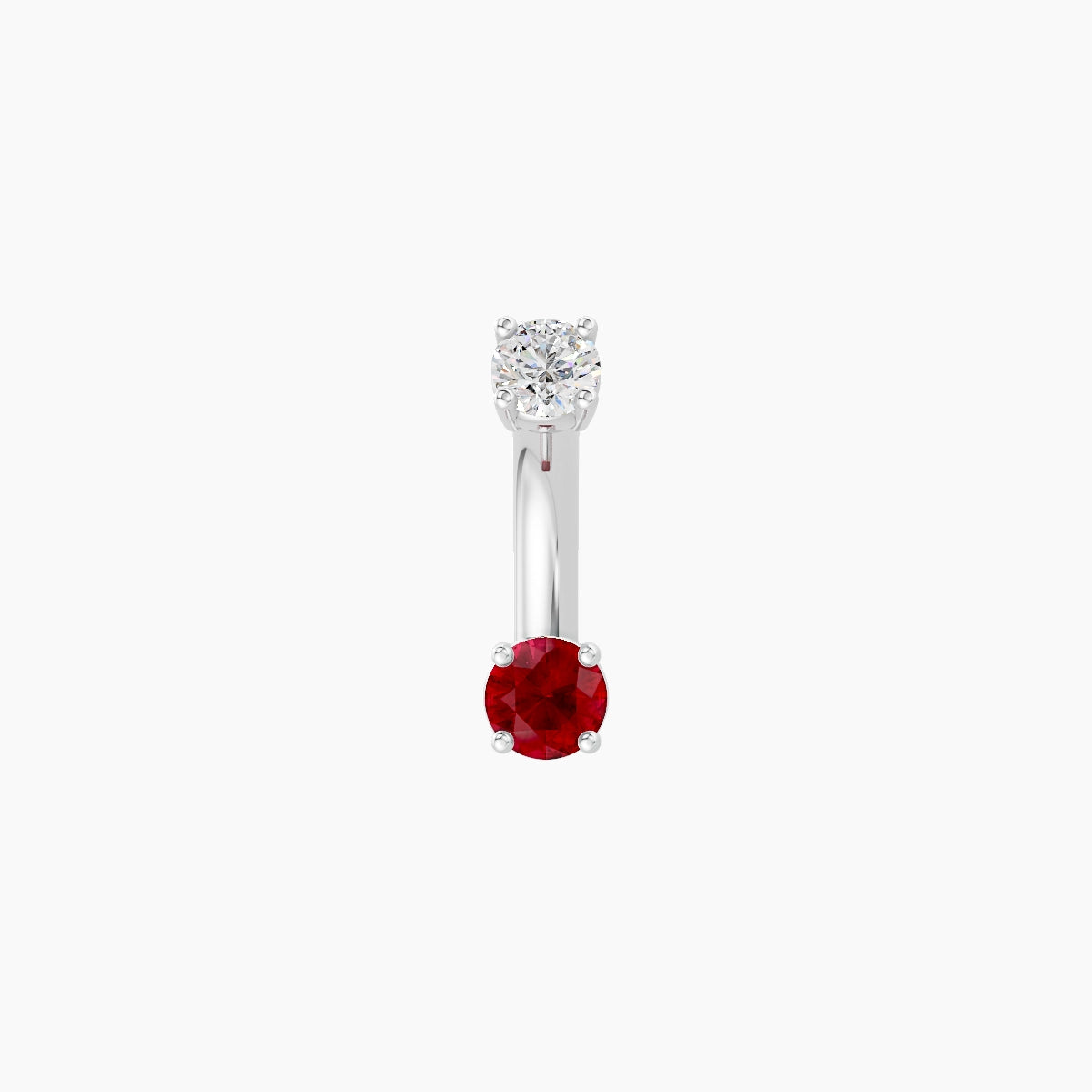 Nut | 18k White Gold 3 mm 6 mm Round Ruby & Diamond Belly Piercing