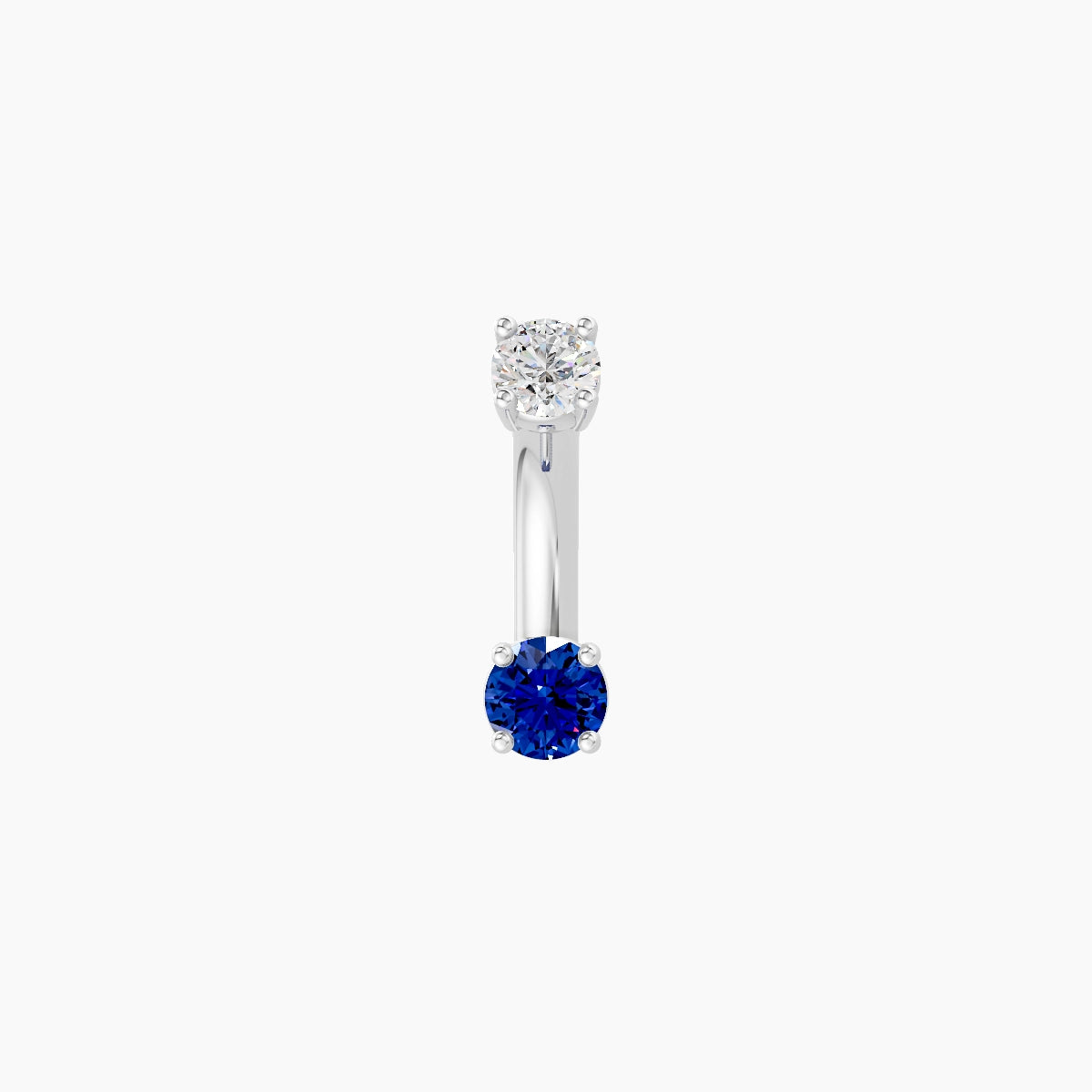 Nut | 18k White Gold 3 mm 6 mm Round Sapphire & Diamond Belly Piercing