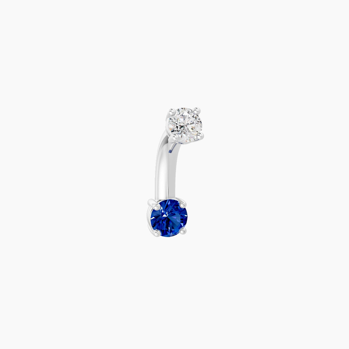 Nut | 18k White Gold 3 mm 6 mm Round Sapphire & Diamond Belly Piercing