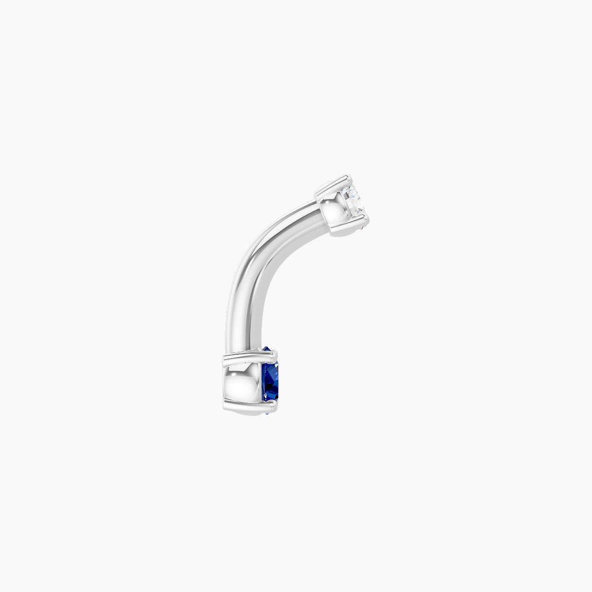 Nut | 18k White Gold 3 mm 6 mm Round Sapphire & Diamond Belly Piercing