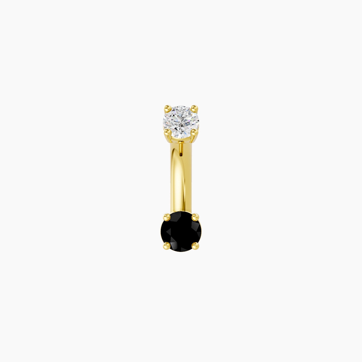 Nut | 18k Yellow Gold 3 mm 6 mm Round Black Diamond & Diamond Belly Piercing