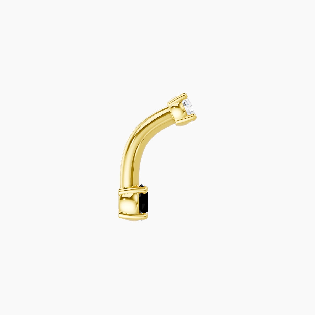 Nut | 18k Yellow Gold 3 mm 6 mm Round Black Diamond & Diamond Belly Piercing