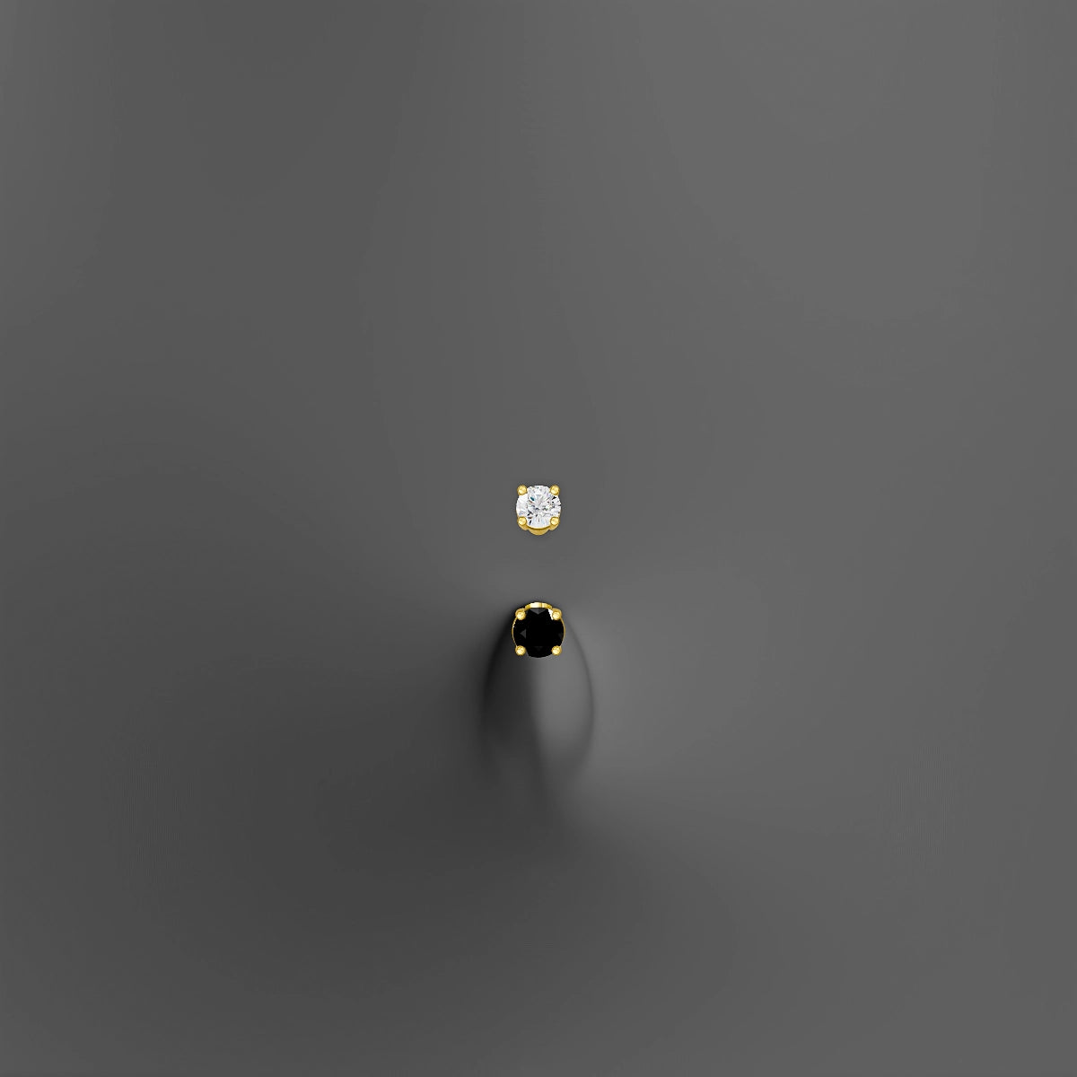 Nut | 18k Yellow Gold 3 mm 6 mm Round Black Diamond & Diamond Belly Piercing