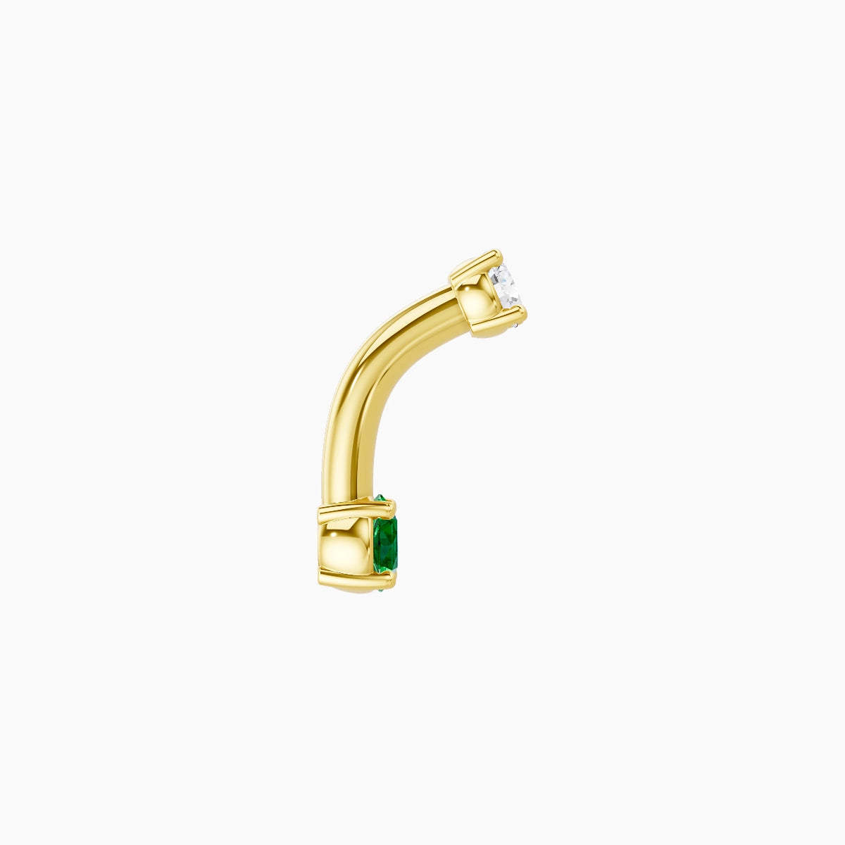 Nut | 18k Yellow Gold 3 mm 6 mm Round Emerald & Diamond Belly Piercing