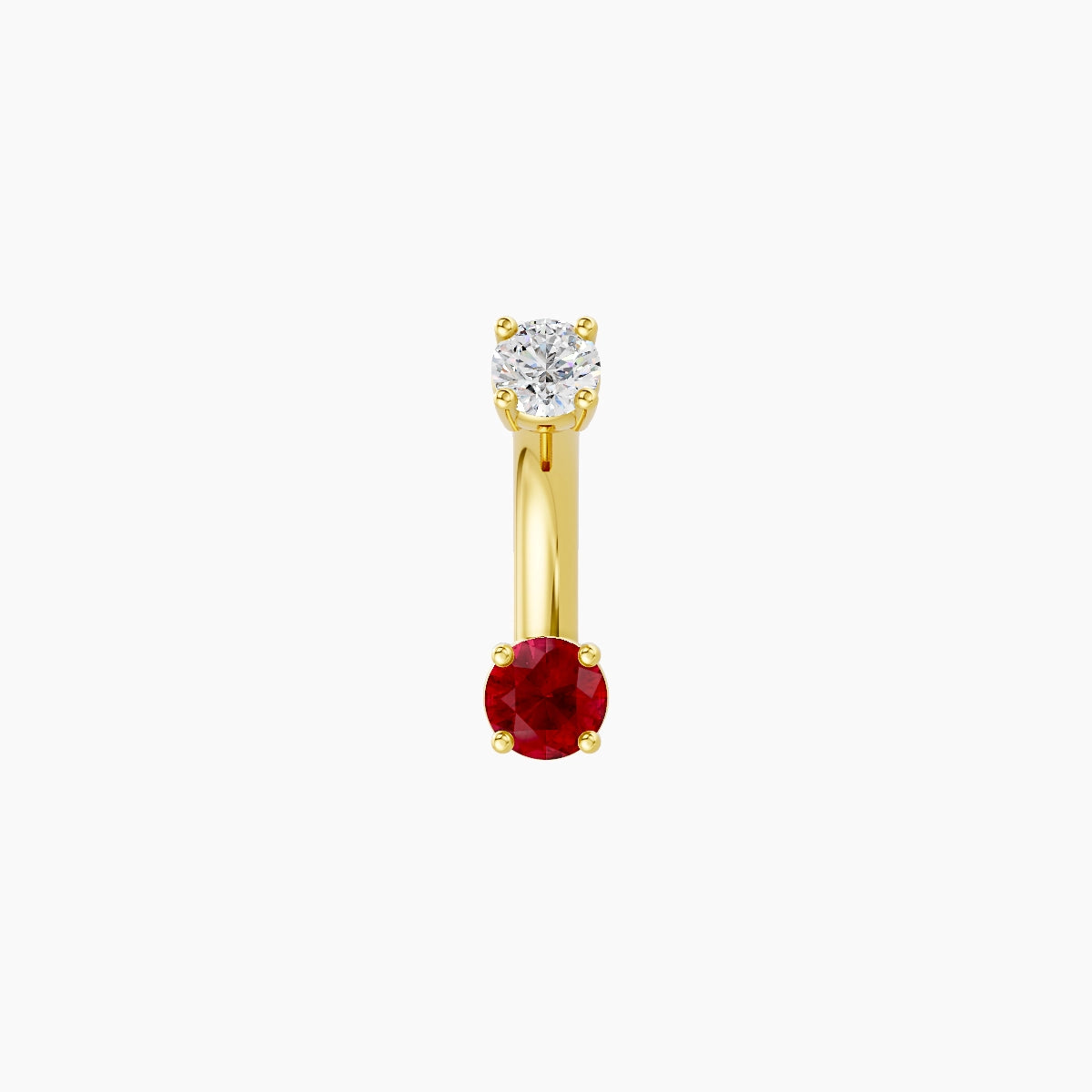 Nut | 18k Yellow Gold 3 mm 6 mm Round Ruby & Diamond Belly Piercing