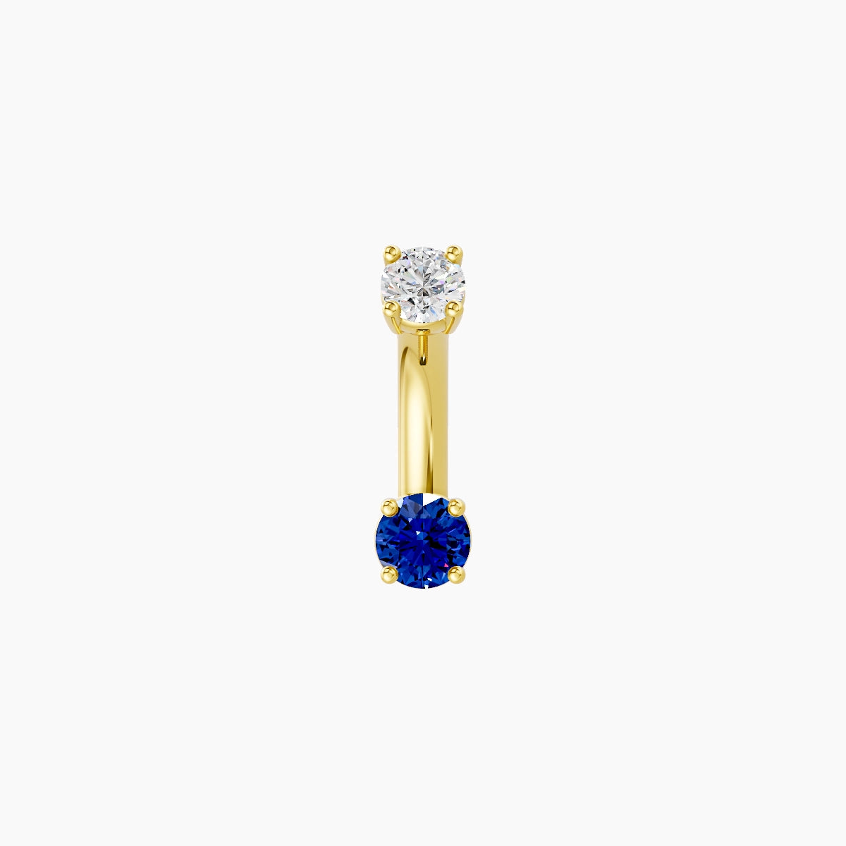 Nut | 18k Yellow Gold 3 mm 6 mm Round Sapphire & Diamond Belly Piercing